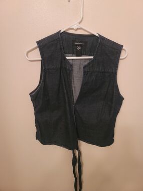 Moda International Dark Indigo Denim Tie-Front Crop Vest
